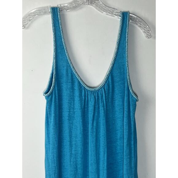 Calypso St Barth 100% Linen Maxi Tank Dress Size Small Blue Scoop Neck Cover Up - Picture 3 of 12